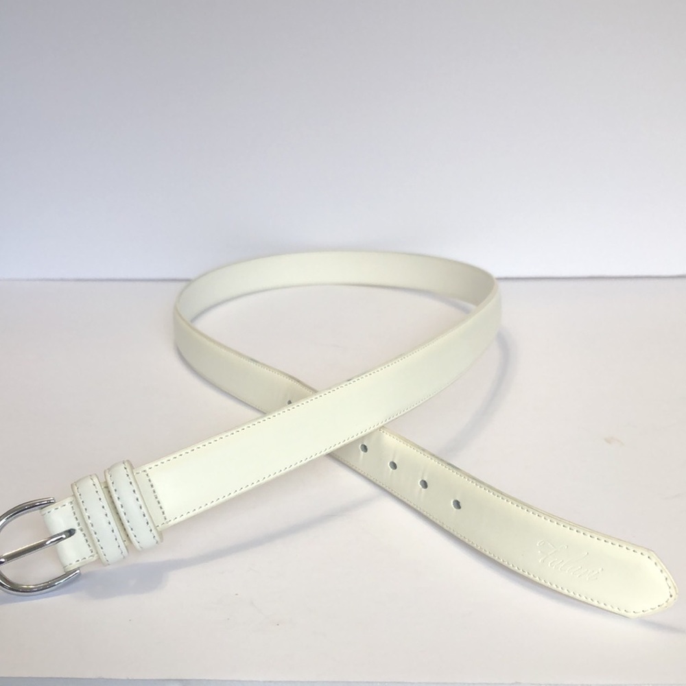 Falari White Leather Belt size Large 38-40 - Picture 5 of 9